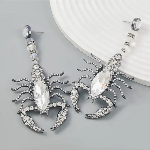 Zara Scorpion Crystal Drop Earrings - Picture 4 of 12